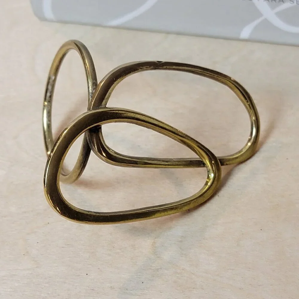 West Elm Brushed Gold Organic Loop Napkin Rings - Set of 6
